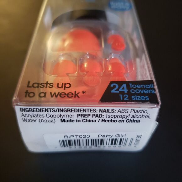 Kiss Impress "Party Girl" Pedicure Toenails Toes Press On 24 Toe Nails NEW - Picture 2 of 3